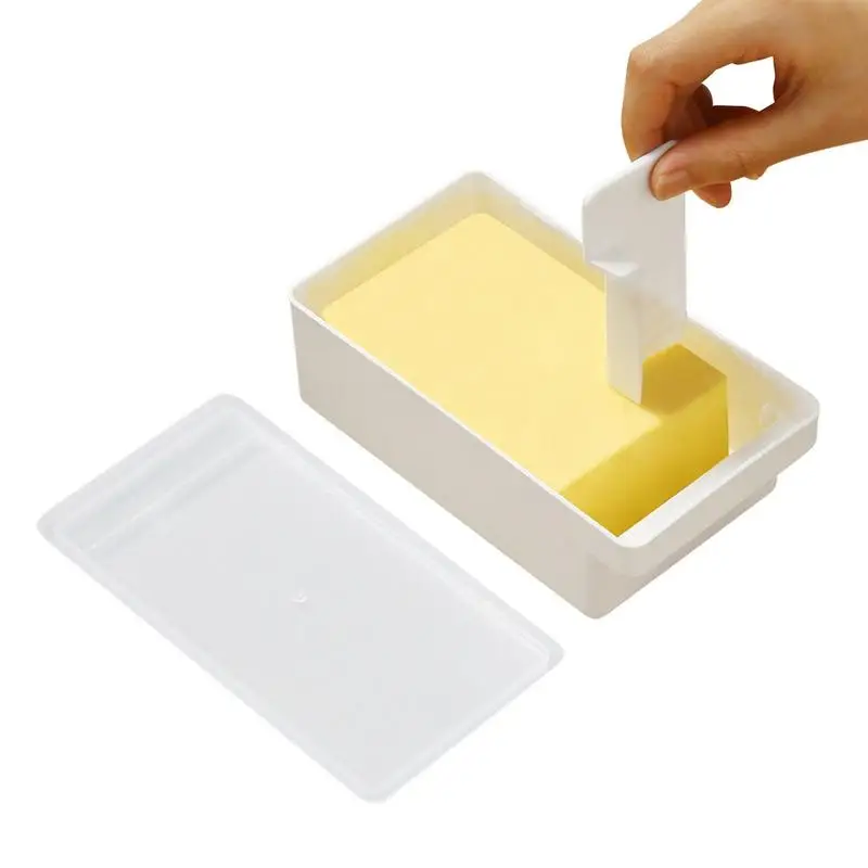 Butter Cutter Box Unbreakable Butter Dish with Clear Lid and Cutter Space-Saving and Easy Cutting Safe Keeper Tray