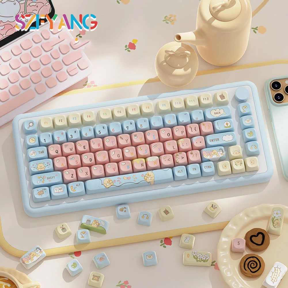 Cinnamoroll Pbt Keycap para Gaming Teclado Mecânico Kuromi Keycap Sublimação de Cinco Lados ma Switch Gamer 120 Chaves - Imagem 6