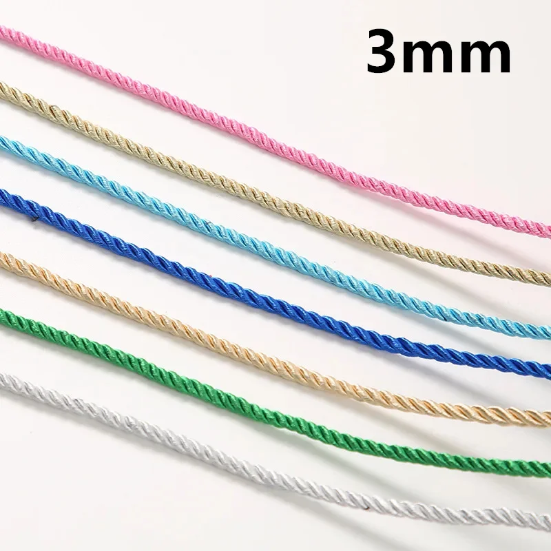 3/5mm 3 Strands Polyester Rope 5 Meters/Lot for Costume Jewelry Gift Box Decoration Rope DIY Handmade Home Textile Decoration polyester rope