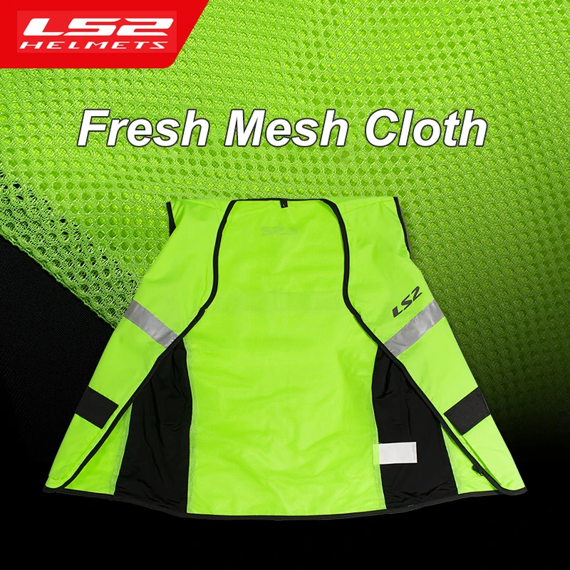 LS2 Original Motorcycle Reflective Vest Men Women Breathable Fluorescent Motorcycle Jacket Work Wear High Visibility Safety Vest