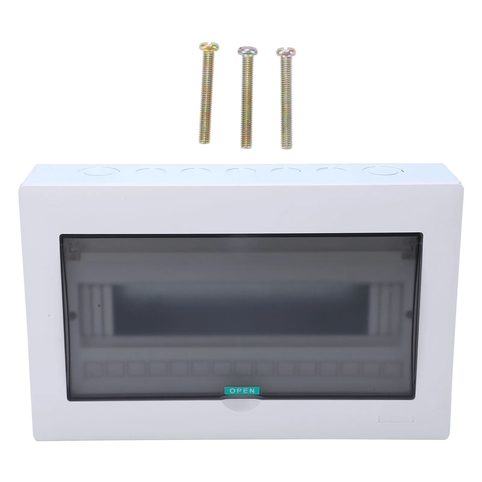 

Circuit Breaker Box Stainless Steel Shell Dust Proof Distribution Protection Box Open Mounted PC Cover with DIN Rail for Hotel