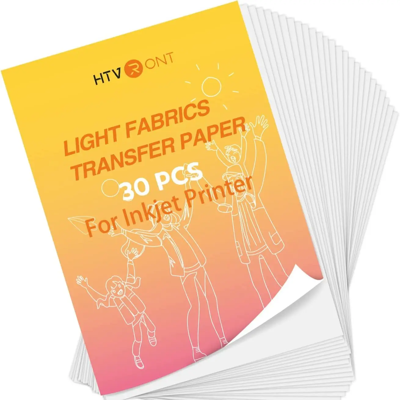 HTVRONT 30pcs 8.5x11in Heat Transfer Paper Sheets DIY Light Fabric Cotton  T-Shirt Iron On Transfer Paper for Inkjet Printer