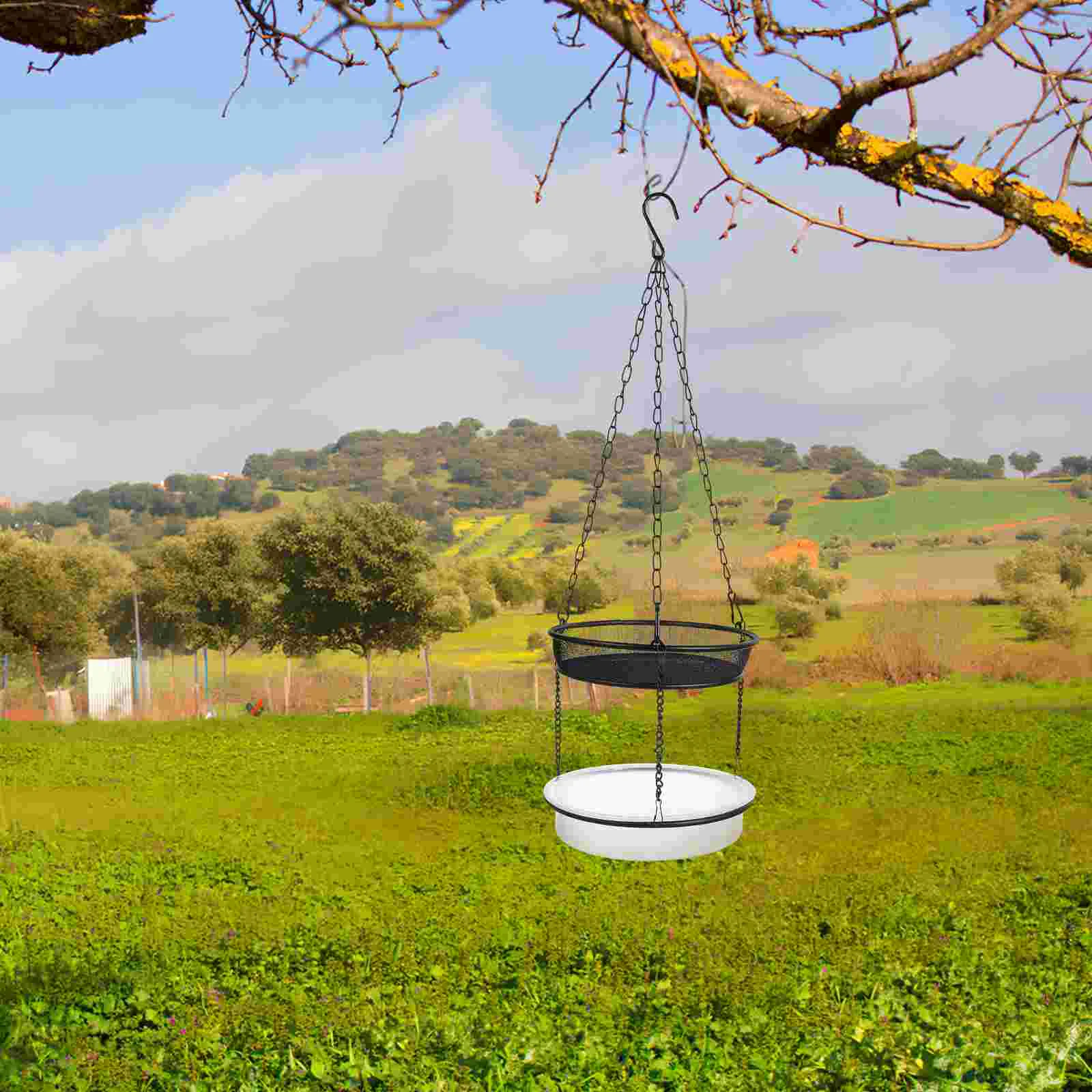 Double Tray Bird Feeder Wrought Iron Bird Feeder Hanging Outdoor Crow Pigeon Feeders Platform Balcony Garden Pet Products