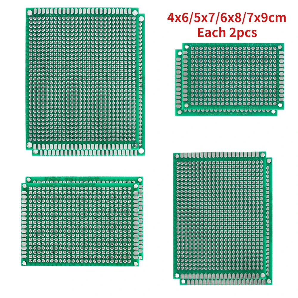 8PCS Double Sided PCB Board 4x6cm 5x7cm 6x8cm 7x9cm Each 2pcs Pcb Prototype Board DIY Electronics 5pcs double sided pcb white 7x9cm prototype pcb board