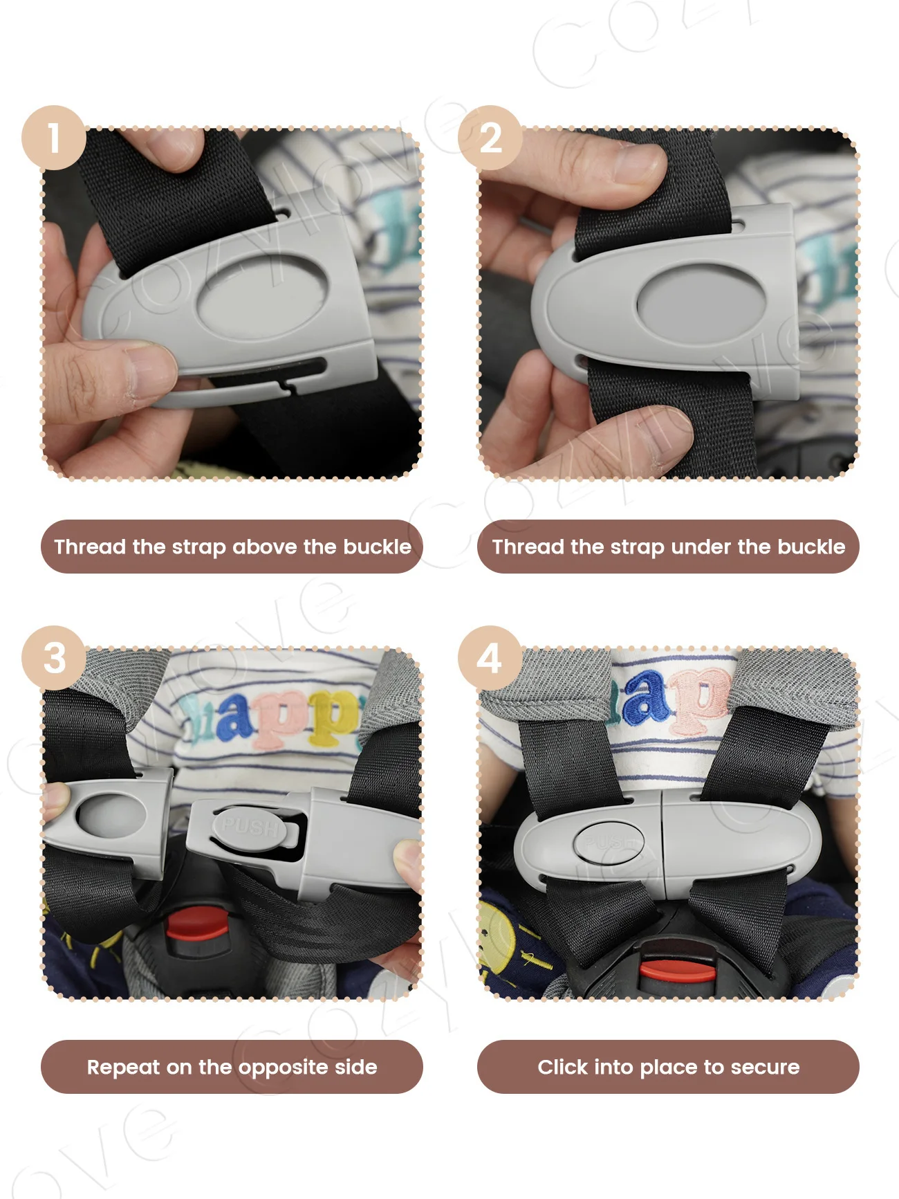 Adjustable Child Safety Harness Clip Anti-Escape Lock for Universal Use on Seats & Strollers 1pc