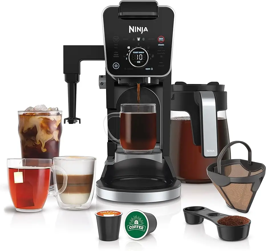 

Ninja CFP307 DualBrew Pro Специальная кофейная система, одна подача, совместимая с K-чашками, капельная Кофеварка на 12 чашек, Перманентная