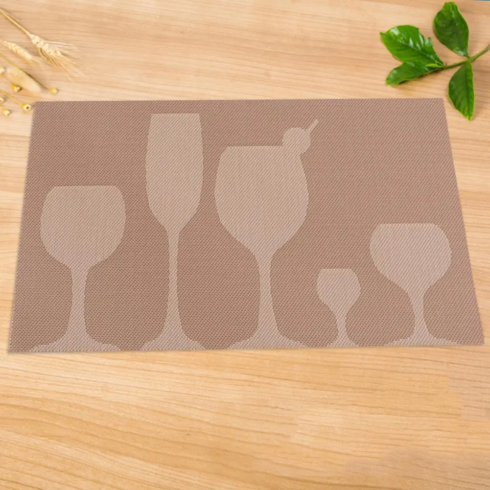 

Durable Table Placemat Non-slip Reusable Wine Glass Pattern Dinner Mat Long Lasting Tableware Mat Household Supplies