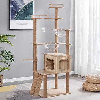 Árbol para gatos, cuerda de Sisal, torre para gatos, raspadores para gatos, poste rascador para gatos, juguetes para gatos, patas de molienda, marco de escalada para gatos de varios niveles 1