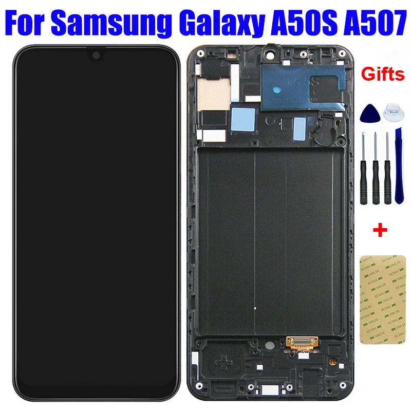 

ЖК-дисплей для Samsung Galaxy A50S A507 A507F SM-A507FN/DS SM-A507FN, ЖК-экран, панель с сенсорным дигитайзером, стеклянная рамка в сборе