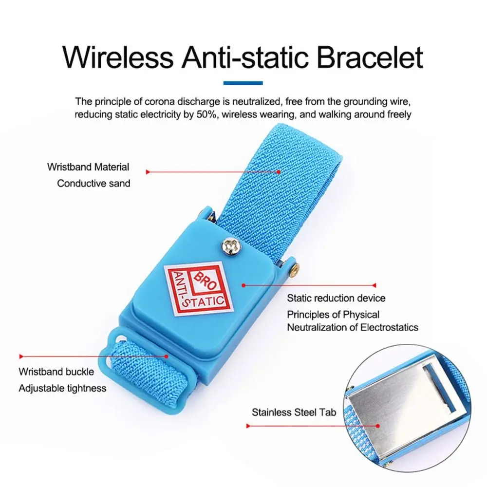 Bracelet Antistatique ESD Bleu Avec Fil Et Ancrage – 1 Pièce – Générique