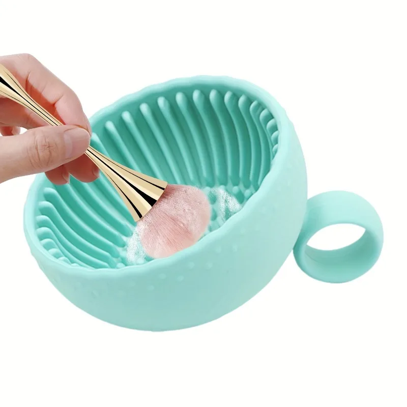 Silicone Brush Cleaner Bowl with Scrubber Pad