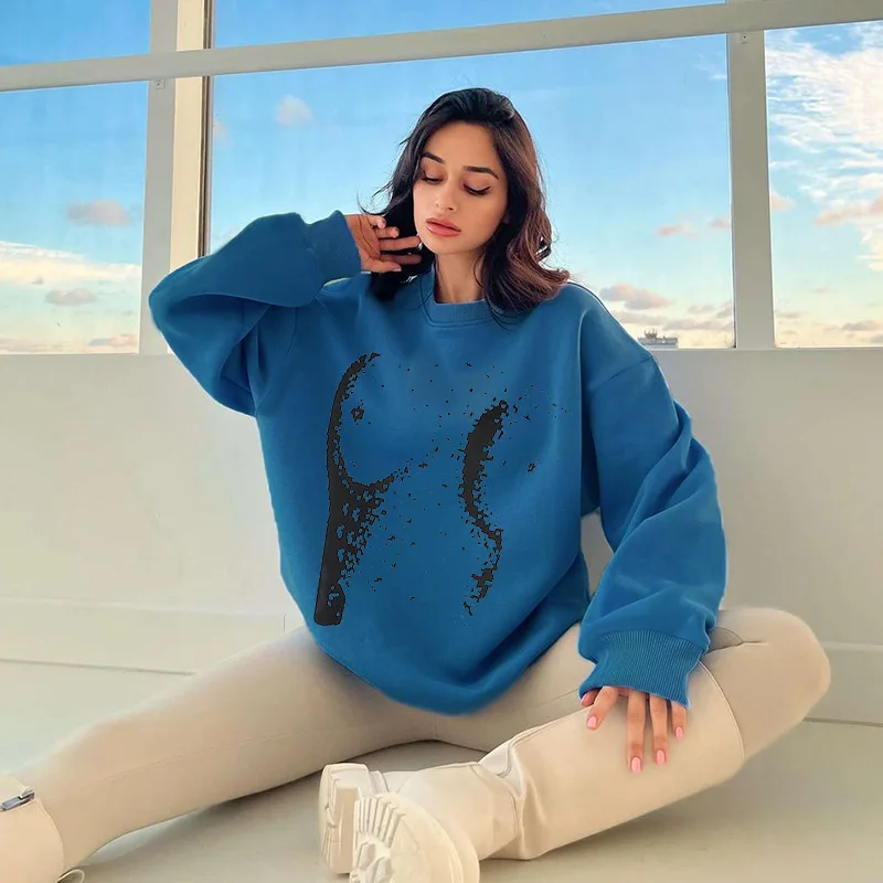 CGC Autumn Winter Women Sweatshirts Casual Long Sleeve O-Neck Pullover Fashion Aesthetic Printed Hoodies y2k Loose Sweatshirts