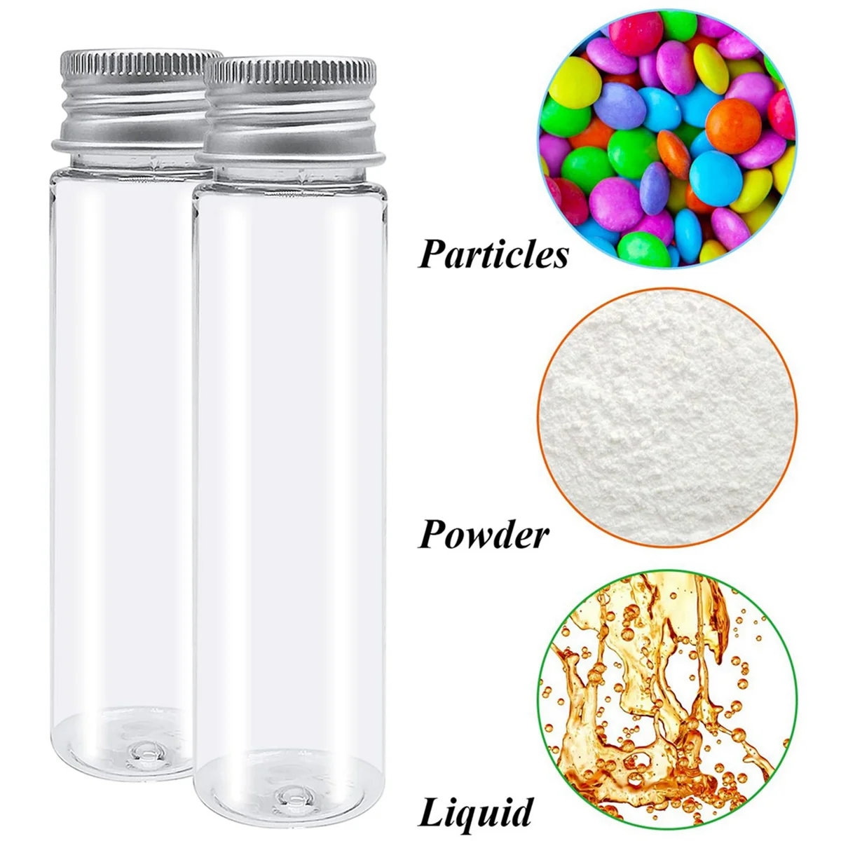 45Pcs 110Ml Plastic Test Tube,Clear Flat Test Tubes,Plastic Test Tubes with Screw Caps for Candy,Beans,Party Decor