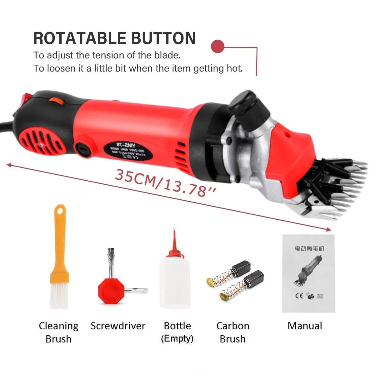 6단 변속 전기 양/염소털 깎기 기계 트리머 자동화 도구 양모 가위 절단기 (박스 포함, 13T 클리퍼)