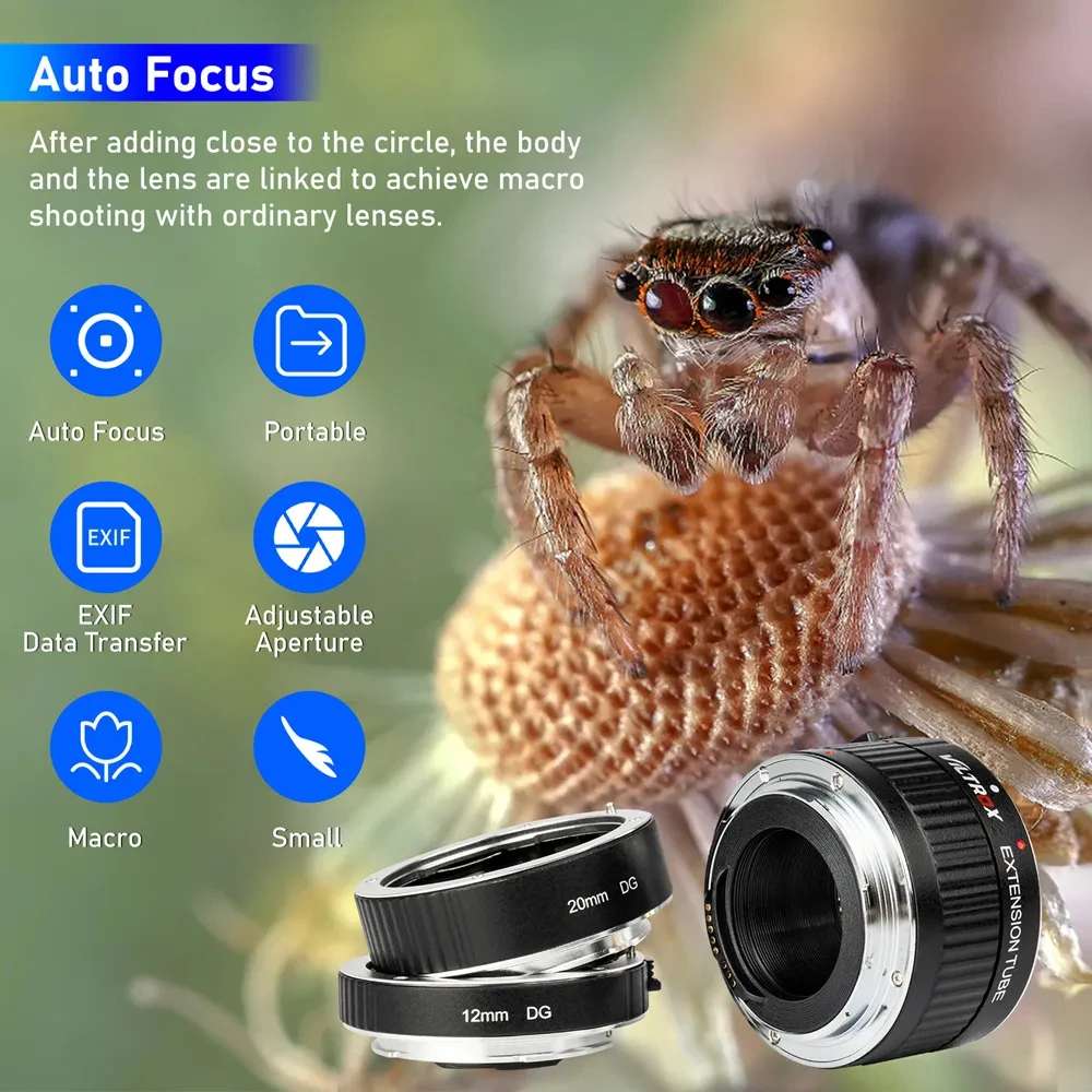 Viltrox DG-C Macro Lens Adapter 20mm 36mm 12mm Metal Mount Auto Focus AF Extensi