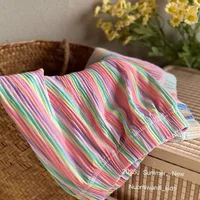 Fashion Kids Clothes Girls Pants Cute Flower Wide-leg Pants Baby Girls Spring Summer Casual Pants Rainbow Striped Loose Pants 4