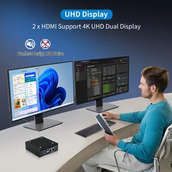 CWWK X86-P6 N355 Mini PC Fanless, Firewall Appliance Mini Computer with 2 x i226-V 2.5GbE LAN, OPNsense Micro PC Barebone 5