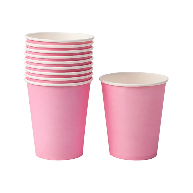 Party Supplies Disposable Tableware 10PCS 9oz 250ml Solid Thick Paper Cup Wedding Birthday Party Holiday