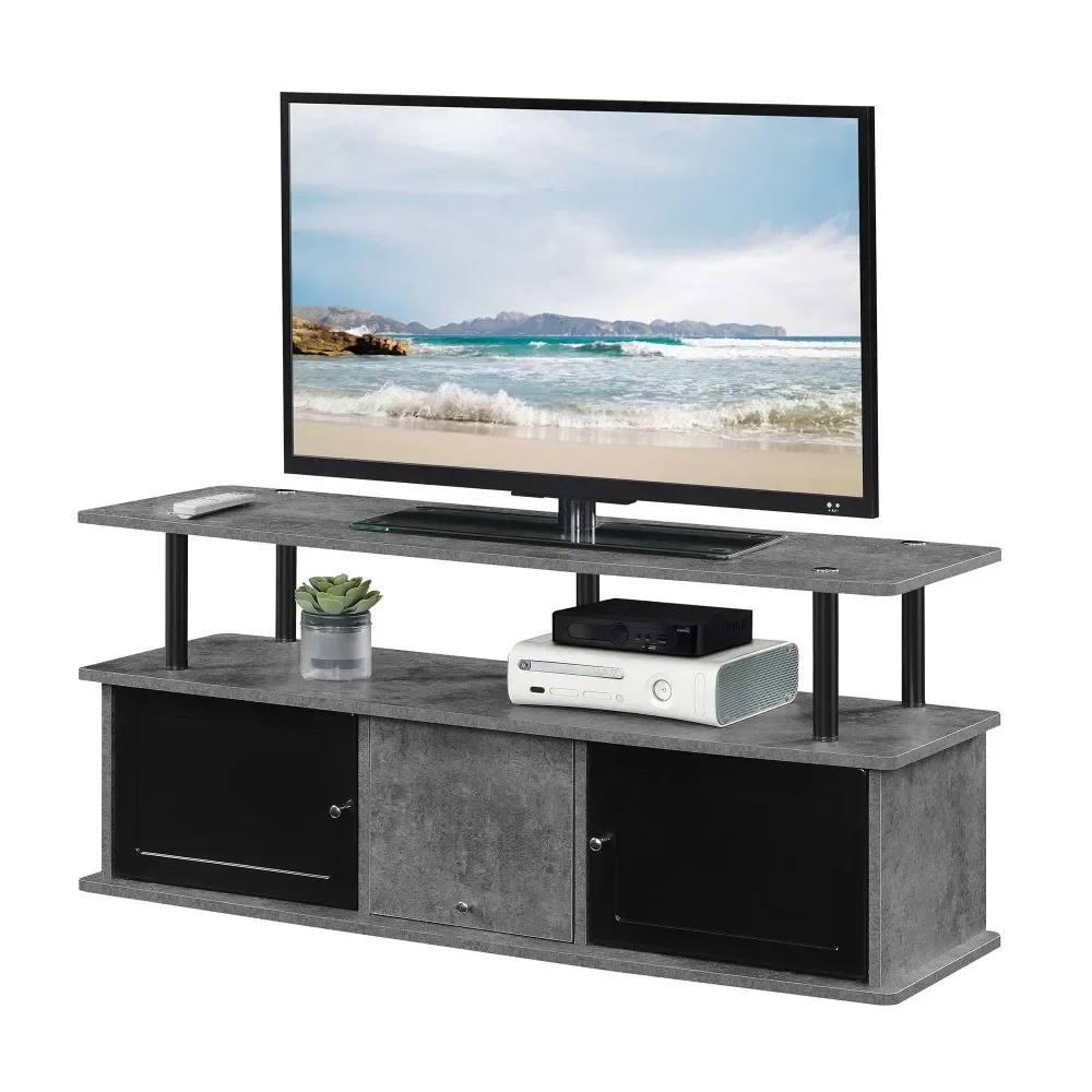 

Designs2Go TV Stand with 3 Storage Cabinets and Shelf, Cement