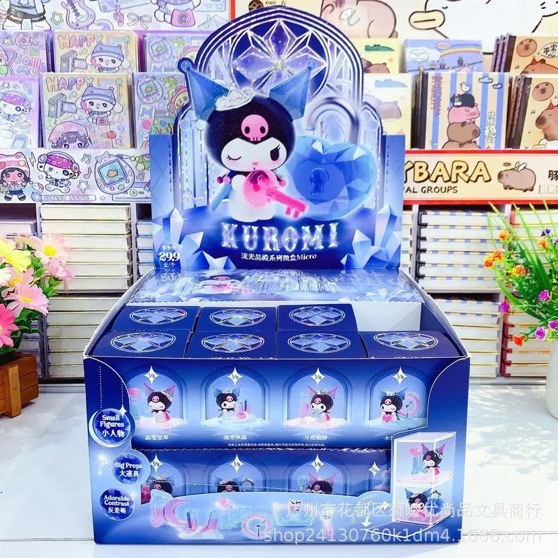 8pcs Genuine Sanrio Kuromi Streamer Crystal Temple Series Micro Student Exquisite Desktop Ornaments With Dust Box Blind Box Gift