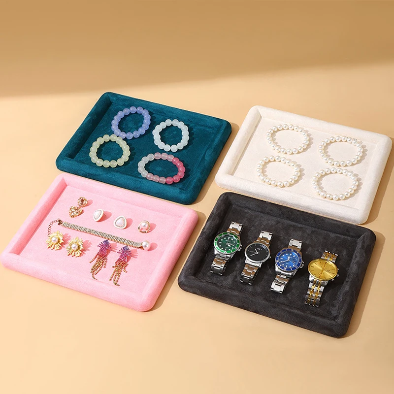 Jewelry Selection Tray Ring Necklace Jewelry Case SML Luxurious Colors White Microfiber Flannel Box Jewelry Showcase Display