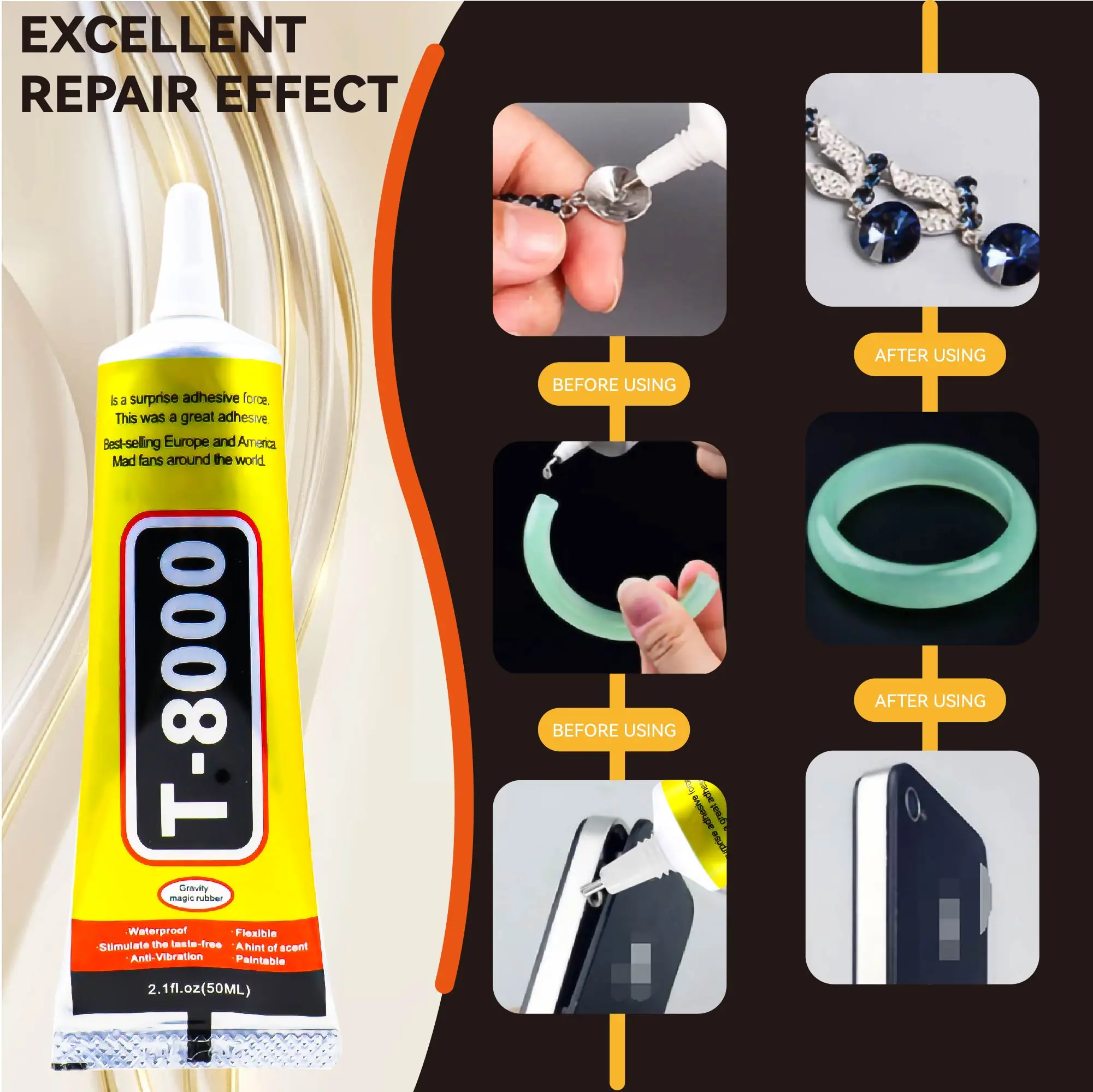 1pcs Phone Repair Glue LCD Screen Glue T8000 Cell Phone Adhesive Phone Glue Electronic Glue T8000 Multifunction DIY Adhesive 3
