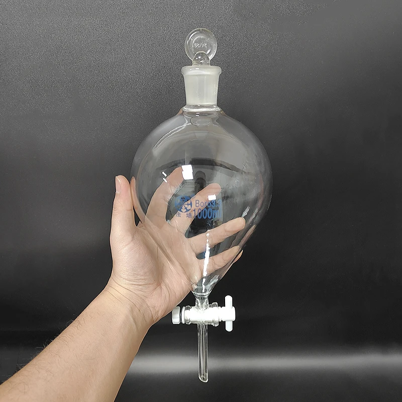 Separatory funnel globe shape Spherical separatory funnel PTFE switch valve Ground-in glass stopper 24/29 125mL-500mL/1000mL