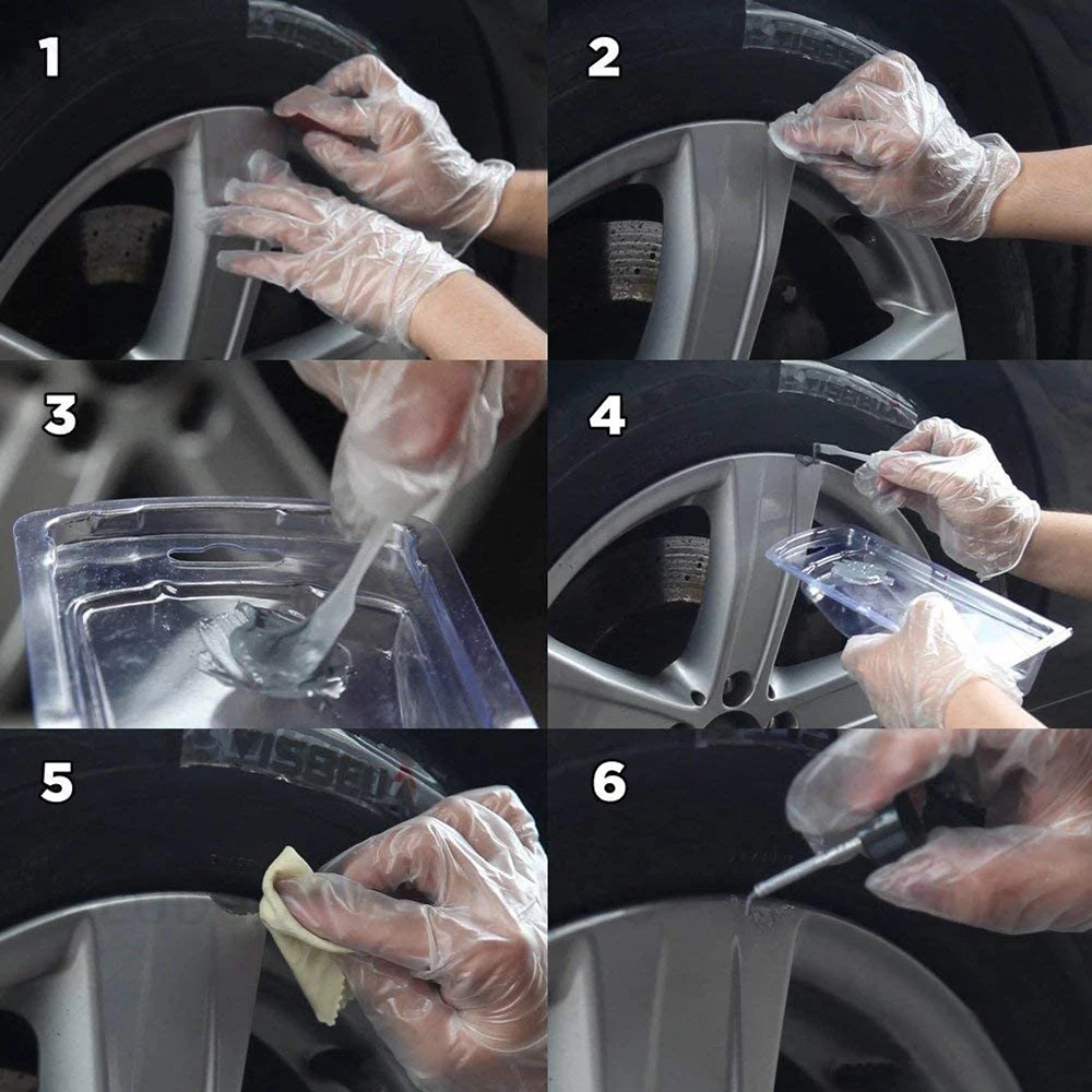 DIY Alloy Wheel Repair Kits Adhesive General Silver Car Auto Rim