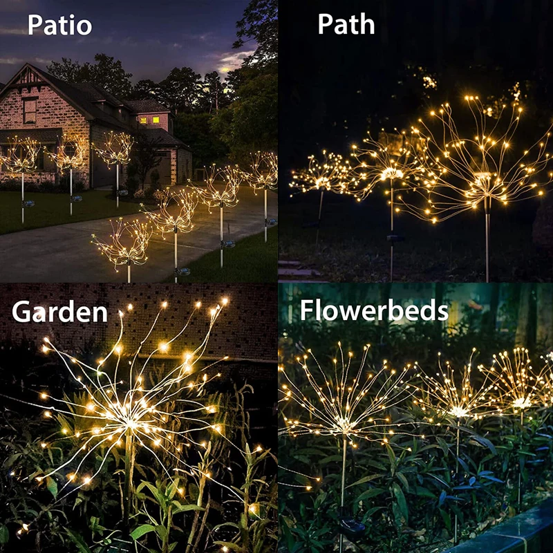 Solar Firework Light Outdoor Waterproof Solar Garden Flower Lights With 8 Modes Flash String Fairy light For Outdoor Lighting solar lights solar fireworks lights led fairy lights garden lighting