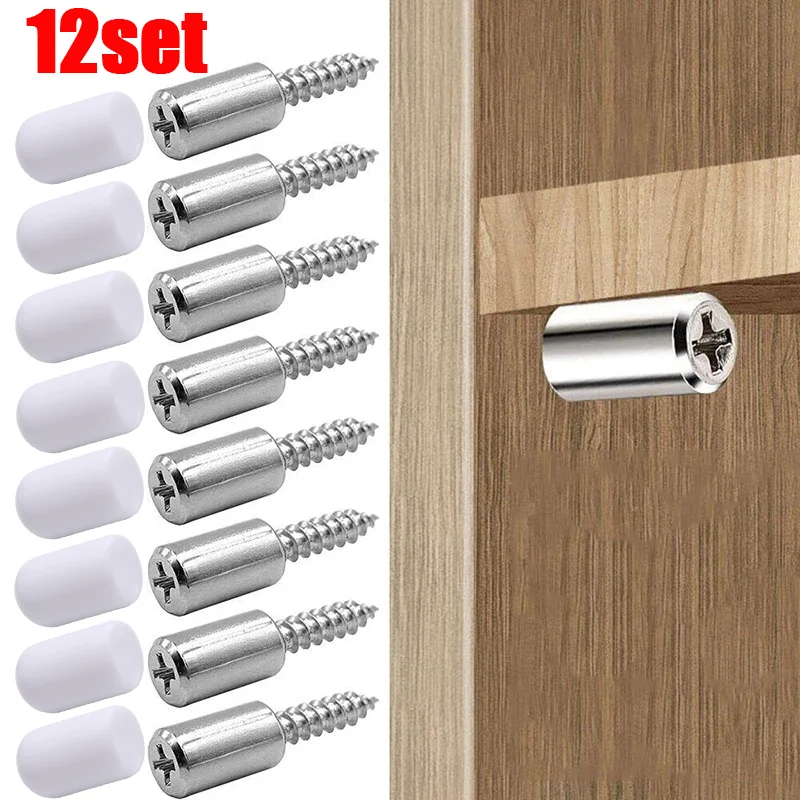 12Set Cross Self-tapping Screw Rubber Sleeve Laminate Support Homemade Wardrobe Cabinet Glass Hard Nonslip Partition Nail