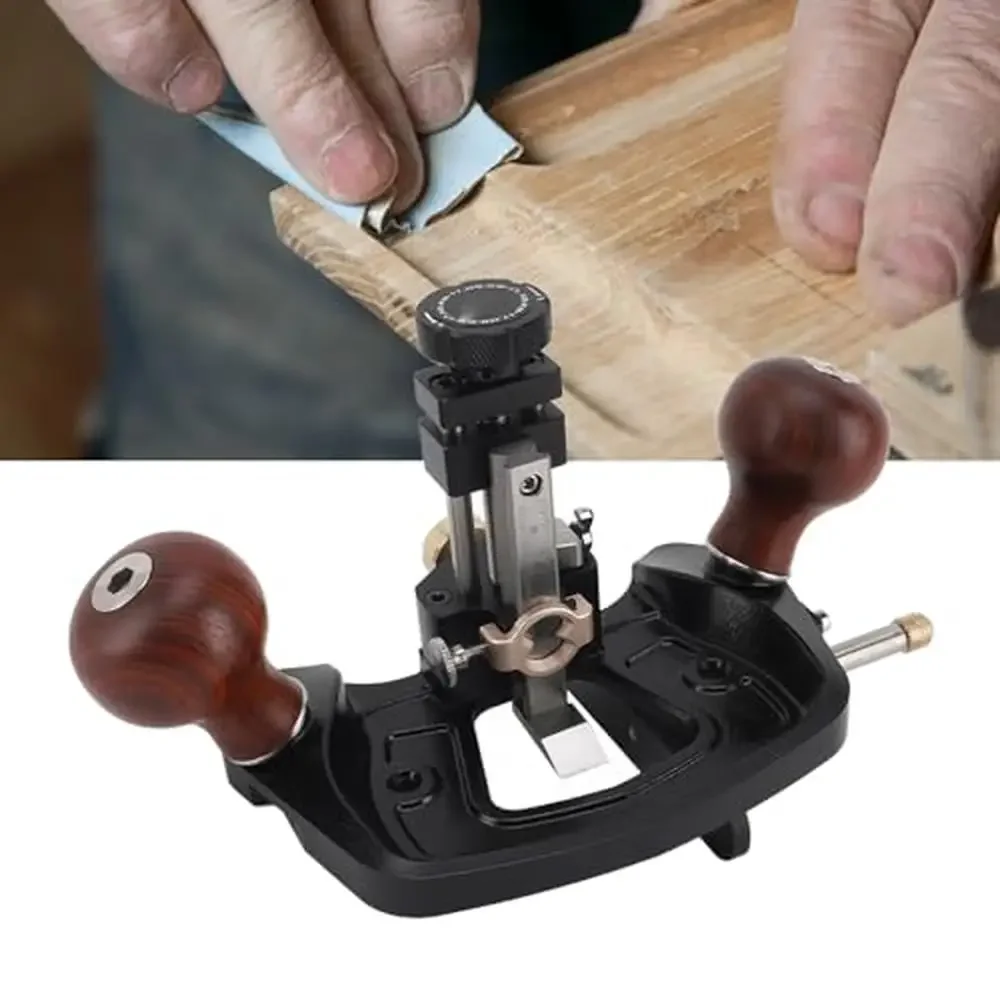 Adjustable Woodworking Router Plane with Carbon Steel Blade Trimming and Grooving Wood Surfaces Ergonomic Design Precision Tasks