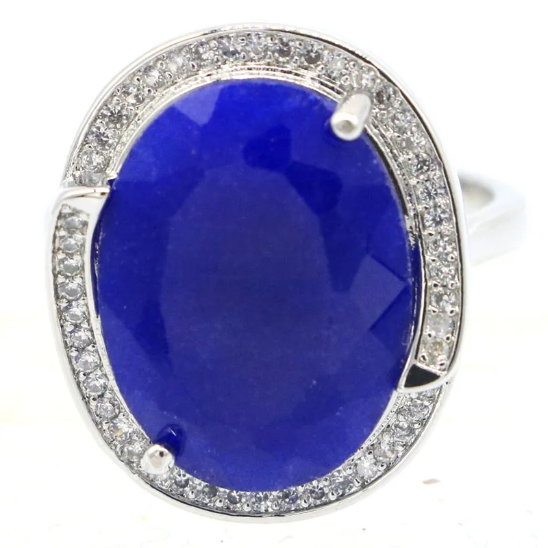 

25x20mm New Designed Real Red Rubies Green Emerald Blue Sapphire White CZ Daily Wear Fashion Jewelry Silver Rings