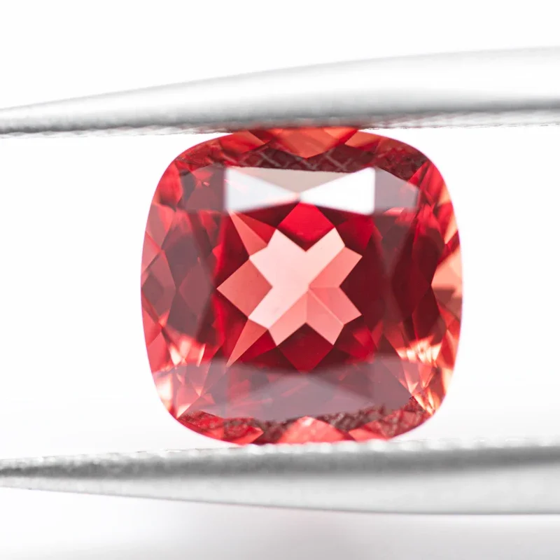 Lab Grown Sapphire Sunset Red Color Square Cushion Shape Charms Beads for Diy Jewelry Making Material Selectable AGL Certificate