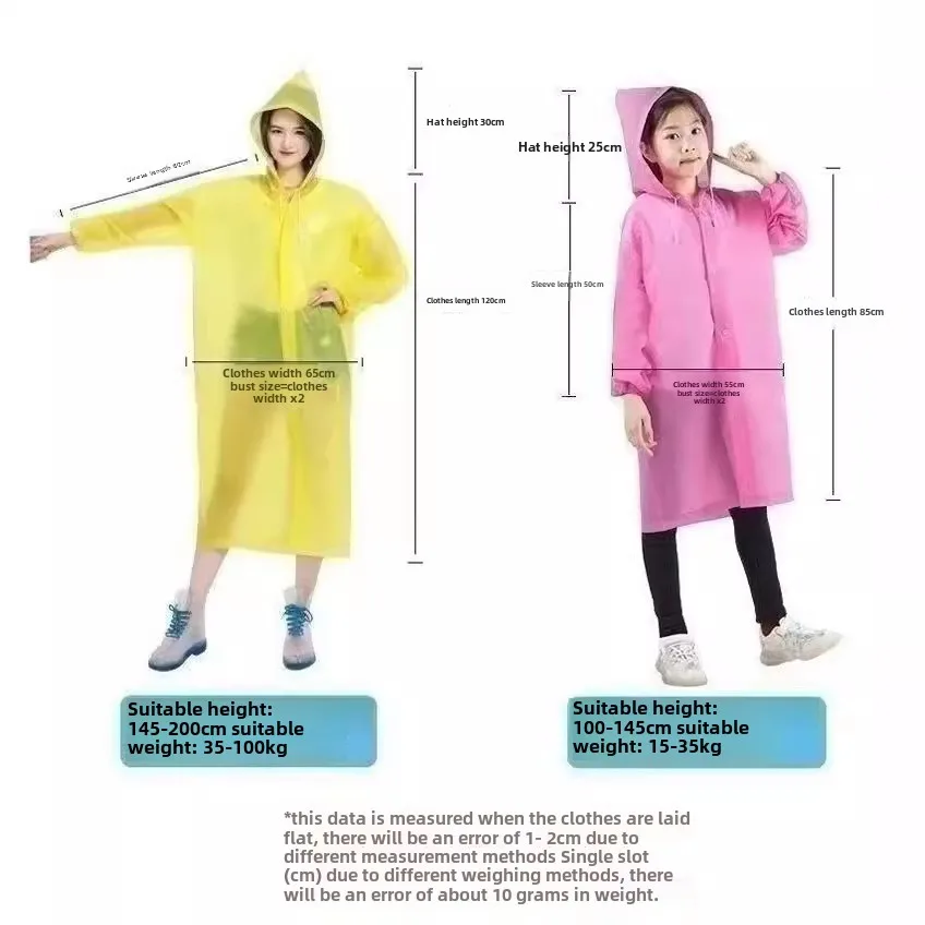 EVA Thickened Reusable Raincoat Poncho for Adults Kids Students, Lightweight Waterproof Rainstorm Proof Outdoor Hiking Gear