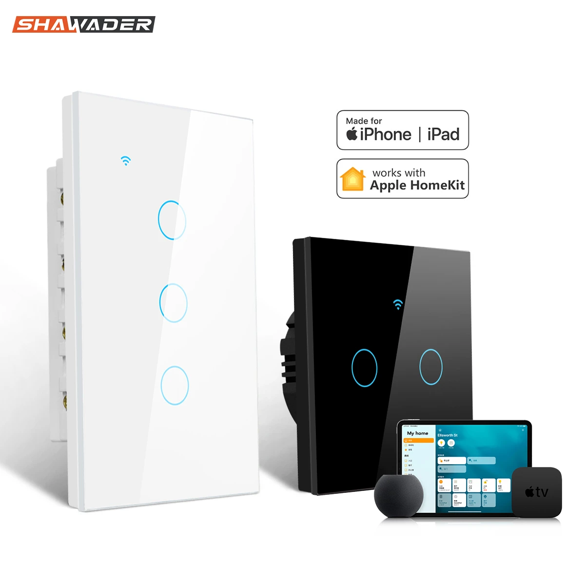 Apple Homekit Smart Light Wall Switch WiFi Touch Sensor Glass Panel