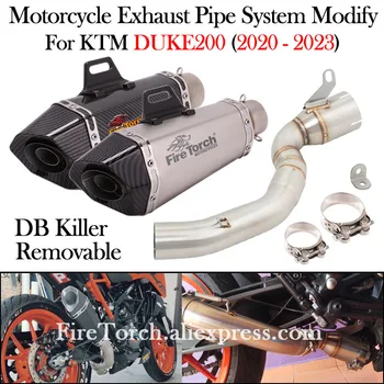For KTM DUKE200 DUKE 200 RC200 RC 200 2020 2021 2022 2023 Motorcycle Exhaust Modify Middle Link Pipe 51mm DB Killer Escape Moto