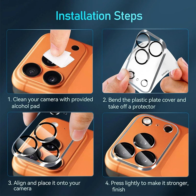 5Pcs Camera Lens Protector Glass For iPhone 15 14 13 12 11 16 17 Pro Max Mini Camera Protective Glass Film For iPhone 16 15 Plus 6