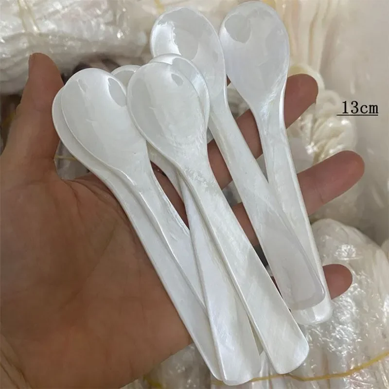 Description Picture 5 of item9-13CM Natural Shell Ice Spoon Cream Coffee Caviar Spoon Mother of Pearl Seashells Stirring Spoons Teaspoon Crafts dessert coffe