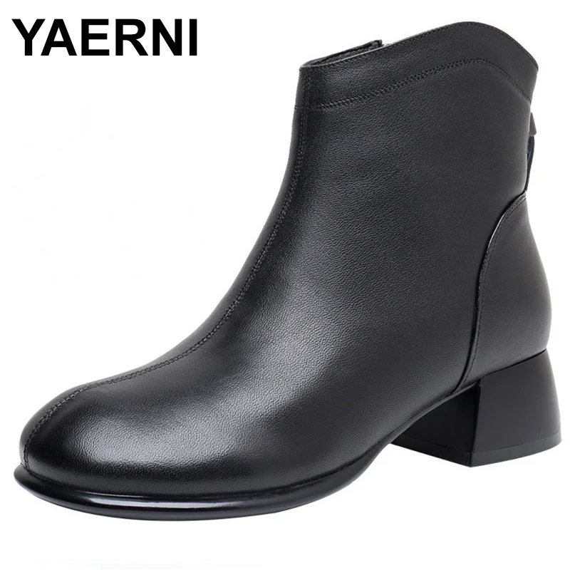 

Autumn Winter Thick High Heels Zipper Sexy Womens Boots Feminina SquareToe Faux Leather White Ankle Boot Big size 35-43