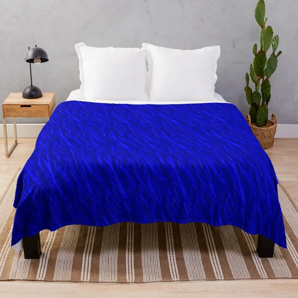 

Electric Blue Silk Print Throw Blanket manga Bed linens Fluffy Shaggy Giant Sofa Blankets