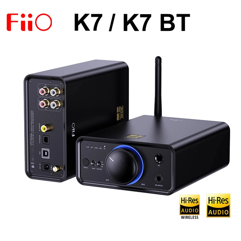 FiiO K7 /K7BT Balanced DAC/Headphone Amplifier AK4493S*2 XMOS XU208 PCM384kHz DSD256 USB/Optical/Coaxial/RCA Inputs Hi-res Audio