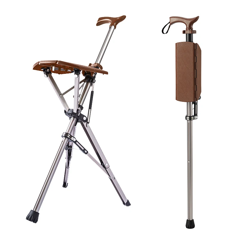 

Outdoors Folding Crutch Chair Elderly Rest Hand Stool Light Multifunctional Non Slip Portable Stools Beach Camping Chair