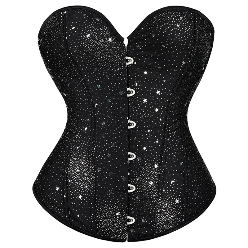 

Women Sexy Corset Tops Off Shoulder Bustiers Star Moon Print Fashion Bustier Corset Lingerie Brocade Corselet