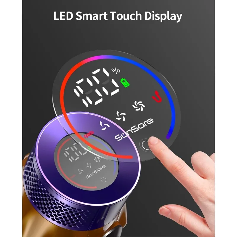 Cordless Vacuum Cleaner, 550W 45KPA 60Mins Cordless Stick Vacuum Cleaner With Touch Screen, Self-Standing,Wall Mount Charging 4