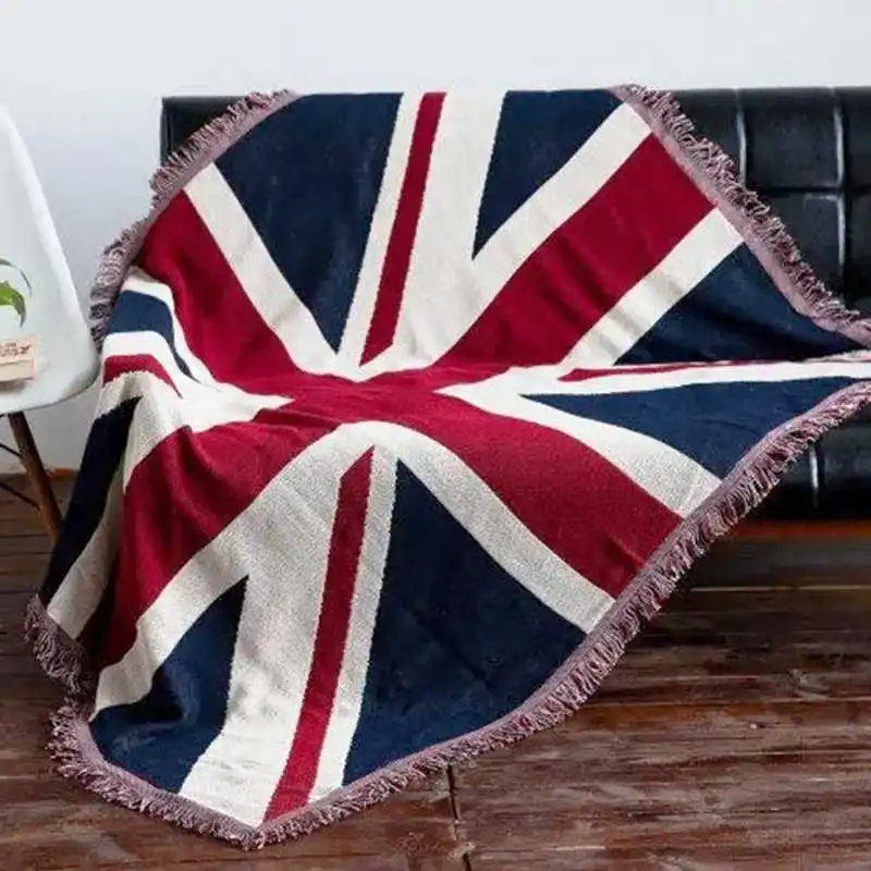 

Одеяло для дивана, вязаное дизайнерское покрывало с флагом Великобритании 130x180 см, кресло, диван, теплое стеганое одеяло, напольный ковер, покрывало для кровати, покрывало для стола, украшение для дома