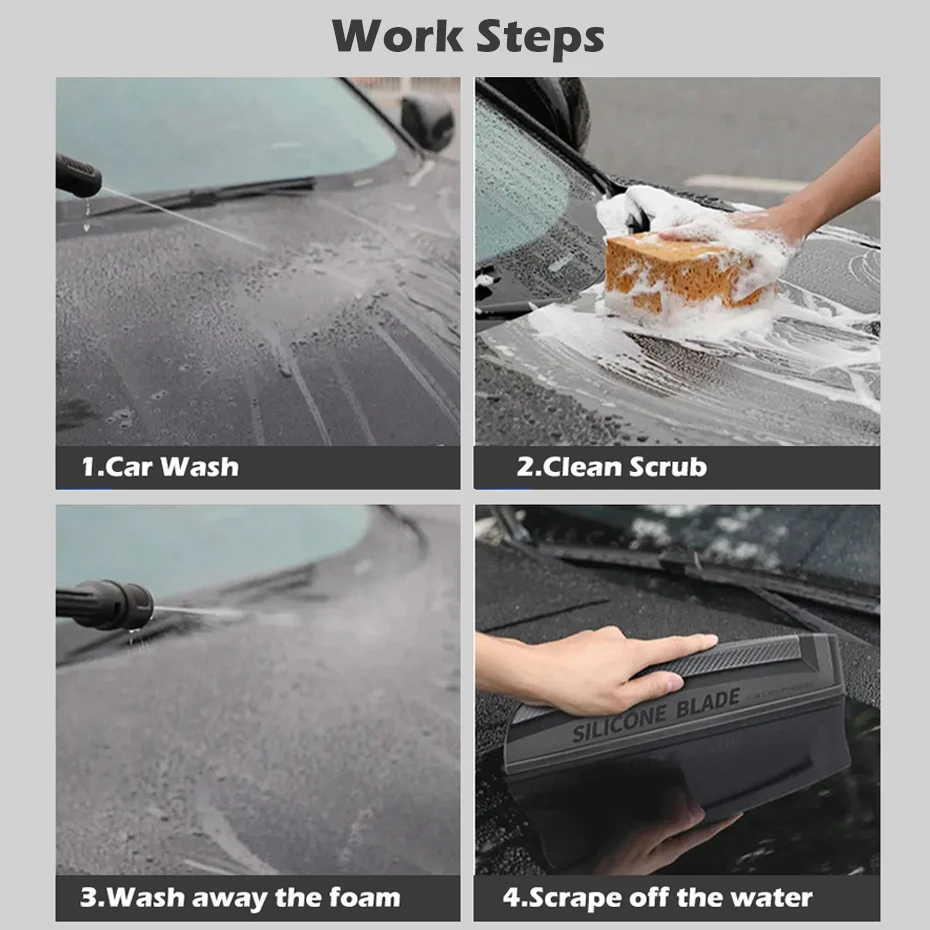 Soft Silicone Car Window Handy Squeegee Non-Scratch Auto Glass Water Wiper Drying Blade Clean Scraping Cleaner Scraper Tools