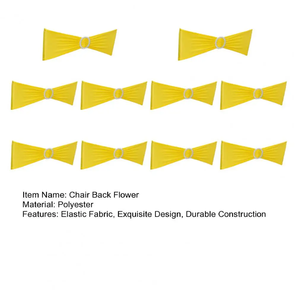 10Pcs 35*14cm Chair Back Flower Elastic Wrinkle-Resistant Chair Cover No-tie Back Sleeve Knot Backrest Hotels Weddings Decor