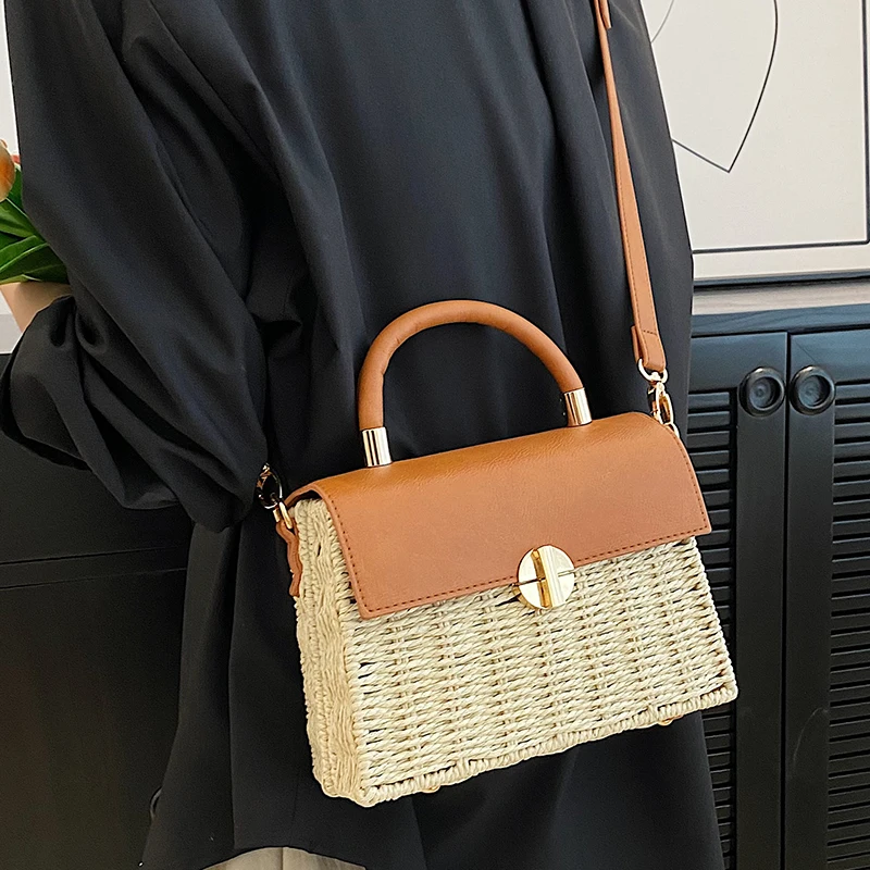 

High Quality Women Small Straw Handbags Fashion Ladies Shoulder Box Bags Casual Female Beach Crossbody Messenger Bags for Women