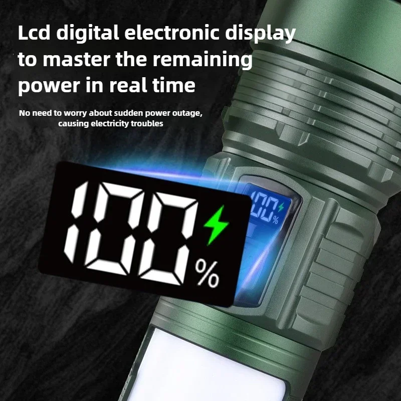 Super Long Range Tactical Flashlight High Power LED Torch USB Rechargeable Strong Light Lamp Outdoor Portable Lantern Waterproof