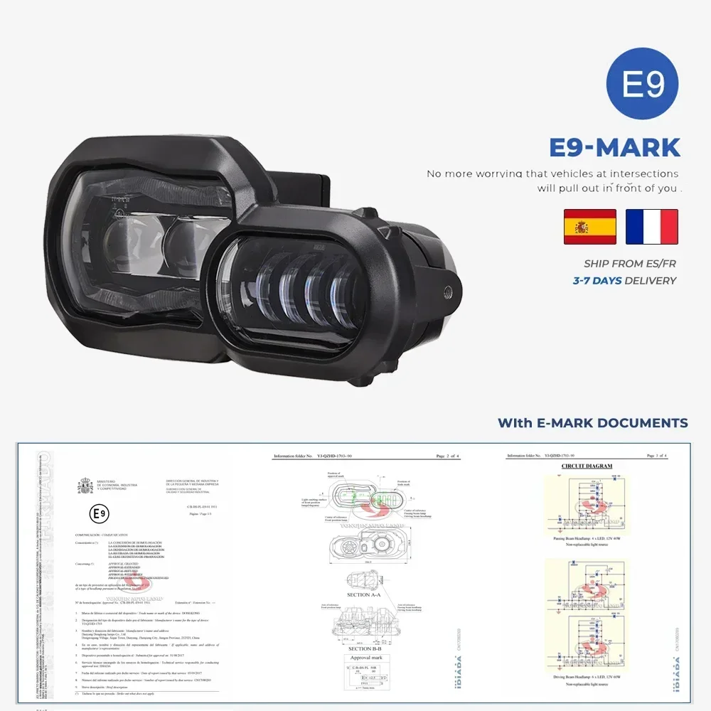 Grande vendita! Fari approvati E-mark per BMW F650GS F700GS F800GS ADV F800R luci per moto assemblaggio completo di fari a LED